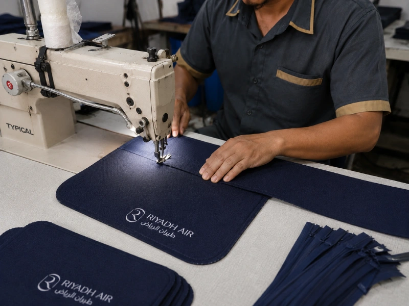 proses produksi tas umroh custom di workshop Zydan Collection Cinere Depok
