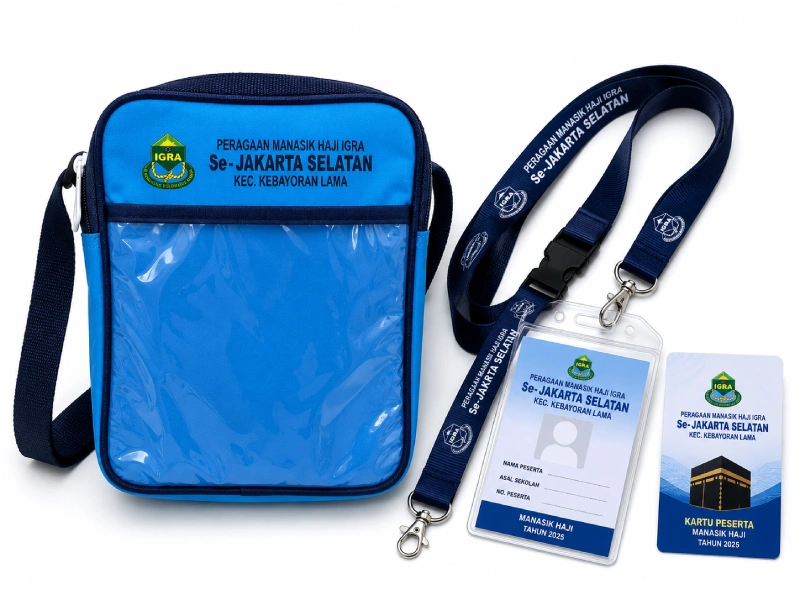 set tas manasik haji custom lengkap dengan lanyard name tag dan kartu identitas peserta Zydan Collection
