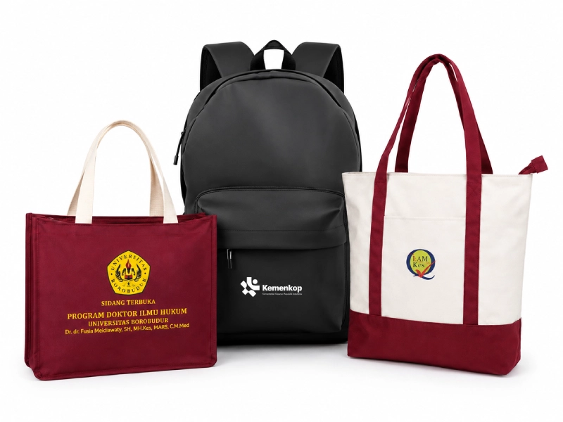 konveksi tas korporat dan promosi custom Zydan Collection — seminar kit ransel kantor tote bag