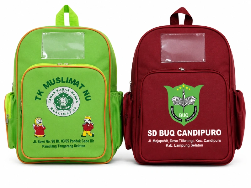 konveksi tas sekolah TK dan SD custom logo sekolah nama murid per angkatan Zydan Collection